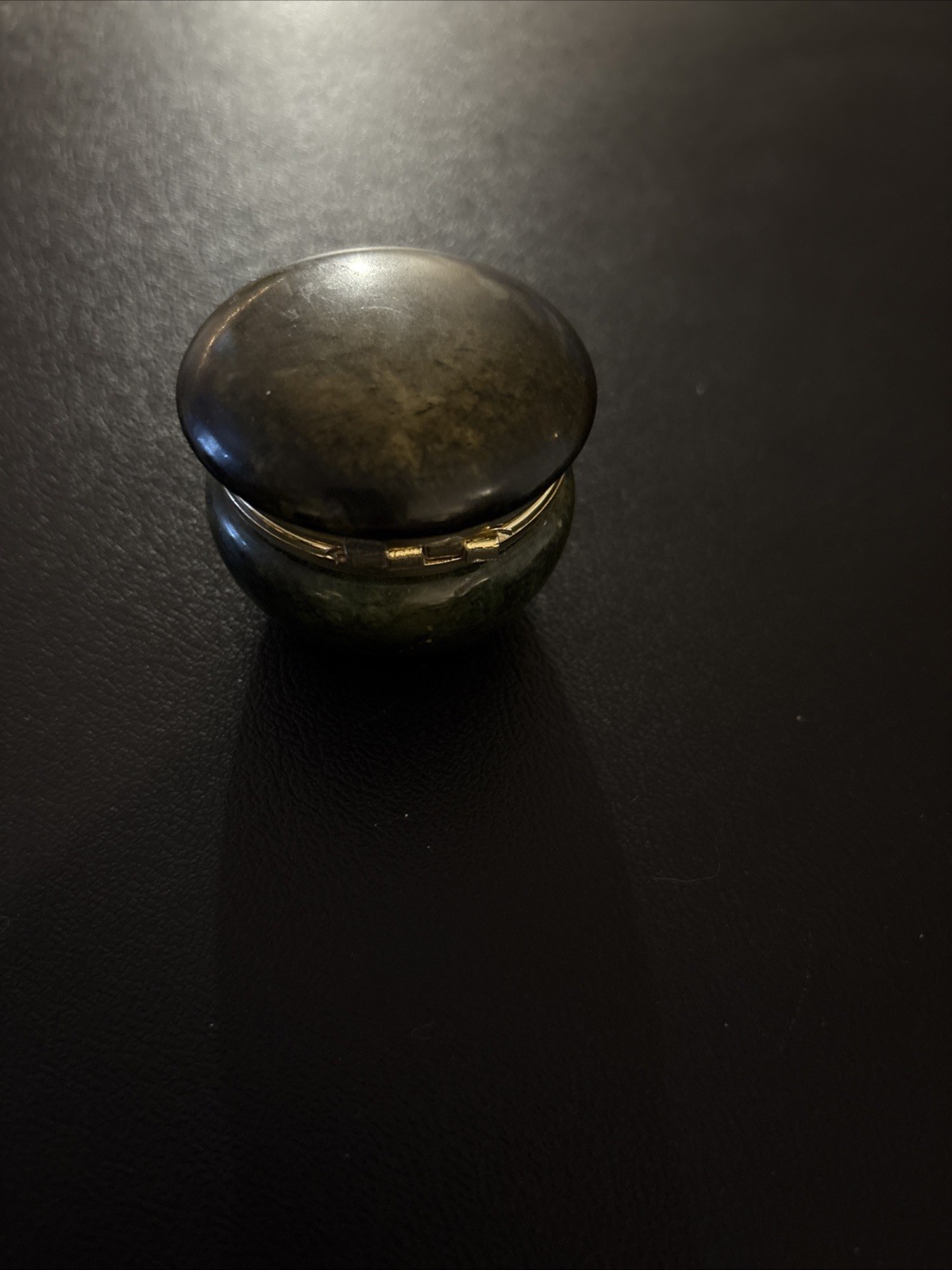 Vintage Green Alabaster Trinket Box – Hand Carved Italy – Round Hinged...