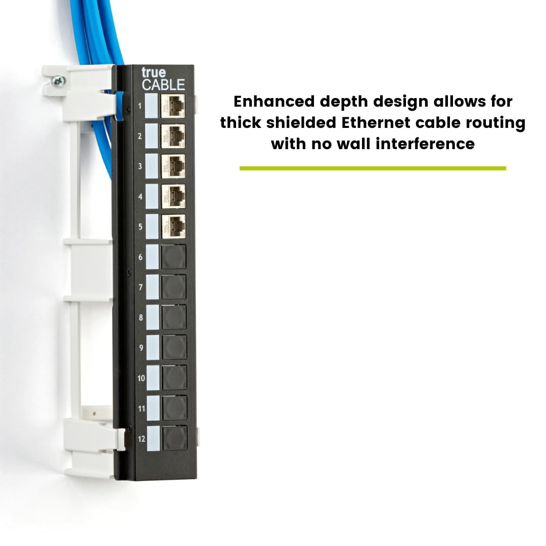Cat6A Shielded 12-Port Blank Toolless Modular Keystone Patch Panel, Wall Moun...
