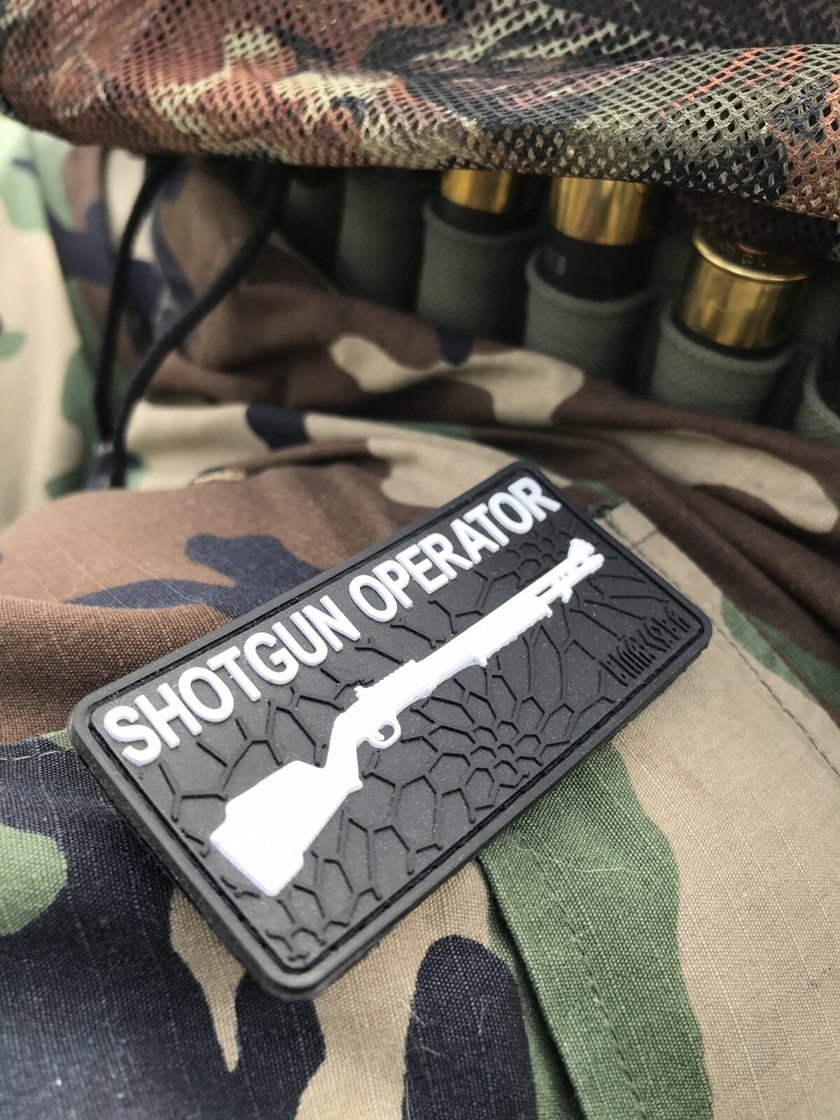 2D pvc rubber tactical morale military army patch “Shotgun operator” bk/wh