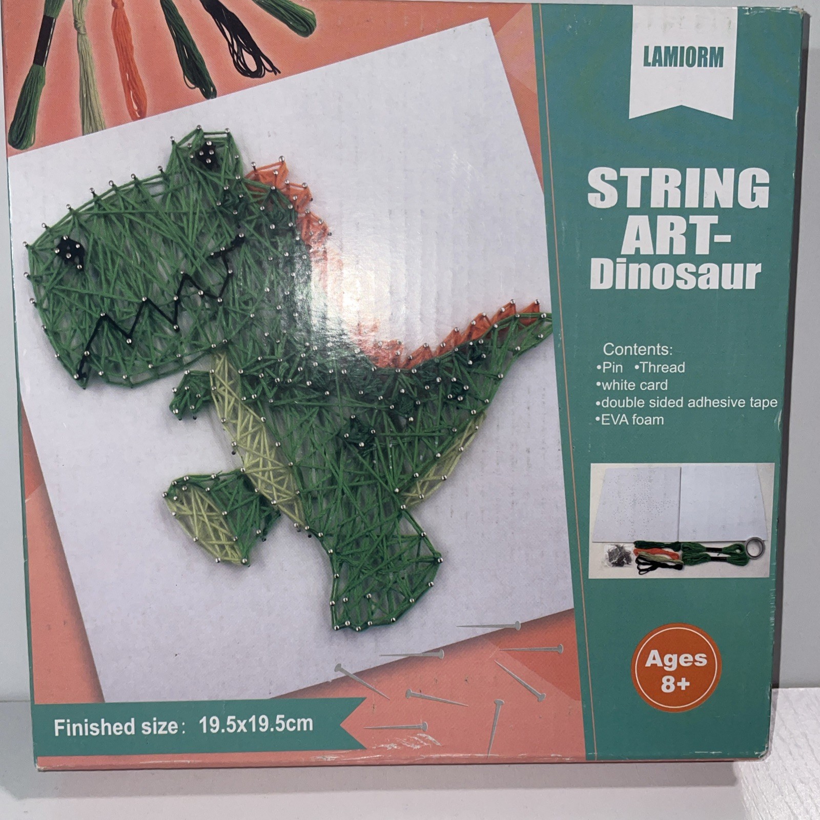 F49 DIY Krafty Kids Dinosaur T-Rex String Art Kit Kids Beginner Craft Lamiorm