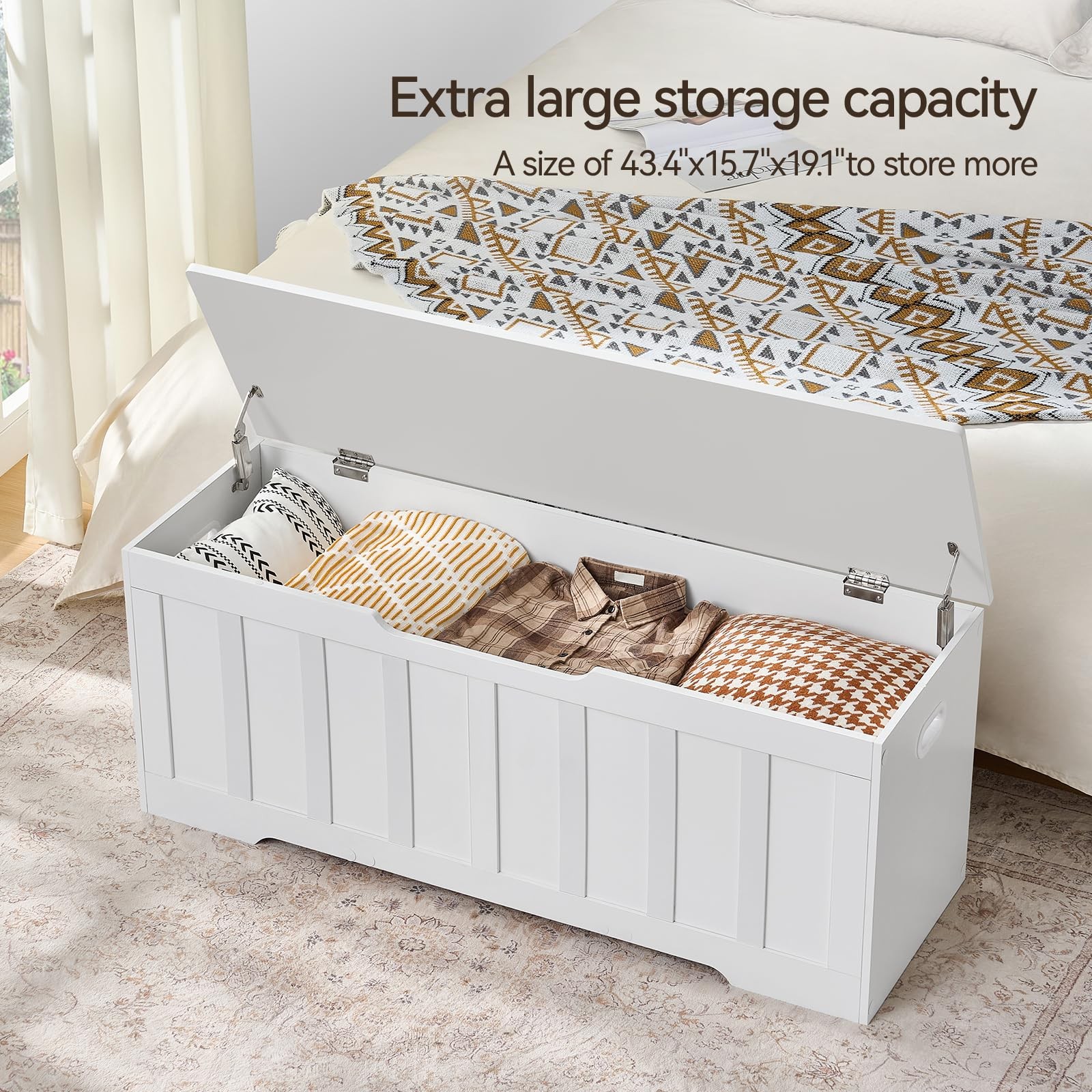 Vankiley 47.2 Storage Chest Extra Largestorage Trunk 2 Safety Hingeswooden