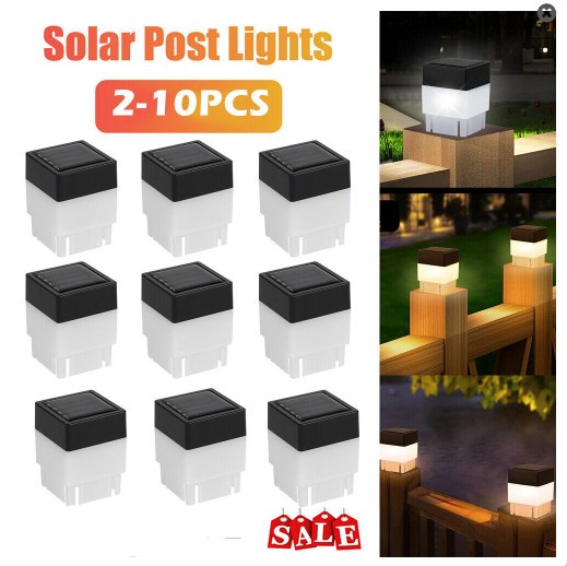 2-10x LED Solar Post Light 2x2" LED Waterproof Garden Street Fence Lamp Outdoor