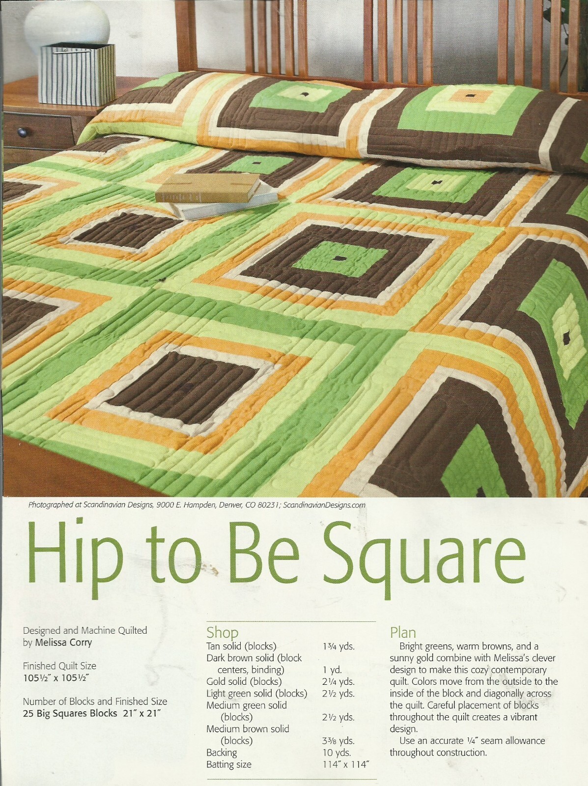 B0624 HIP TO BE SQUARE QUILT PATTERN/INSTRUCTIONS