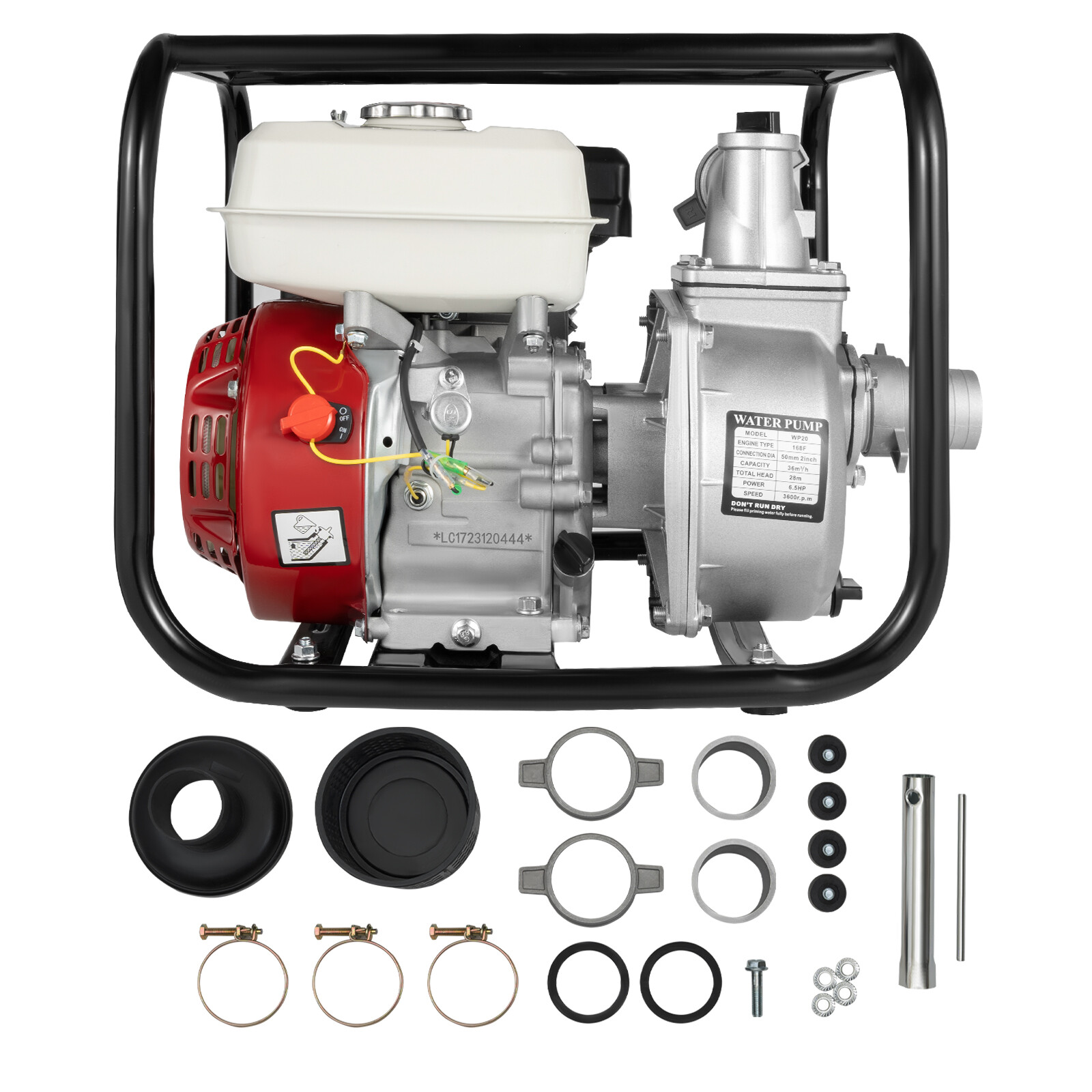 2" Inch 6.5HP Gas Water Semi Trash Pump Gas-Power Water Irrigation Transfer Pump