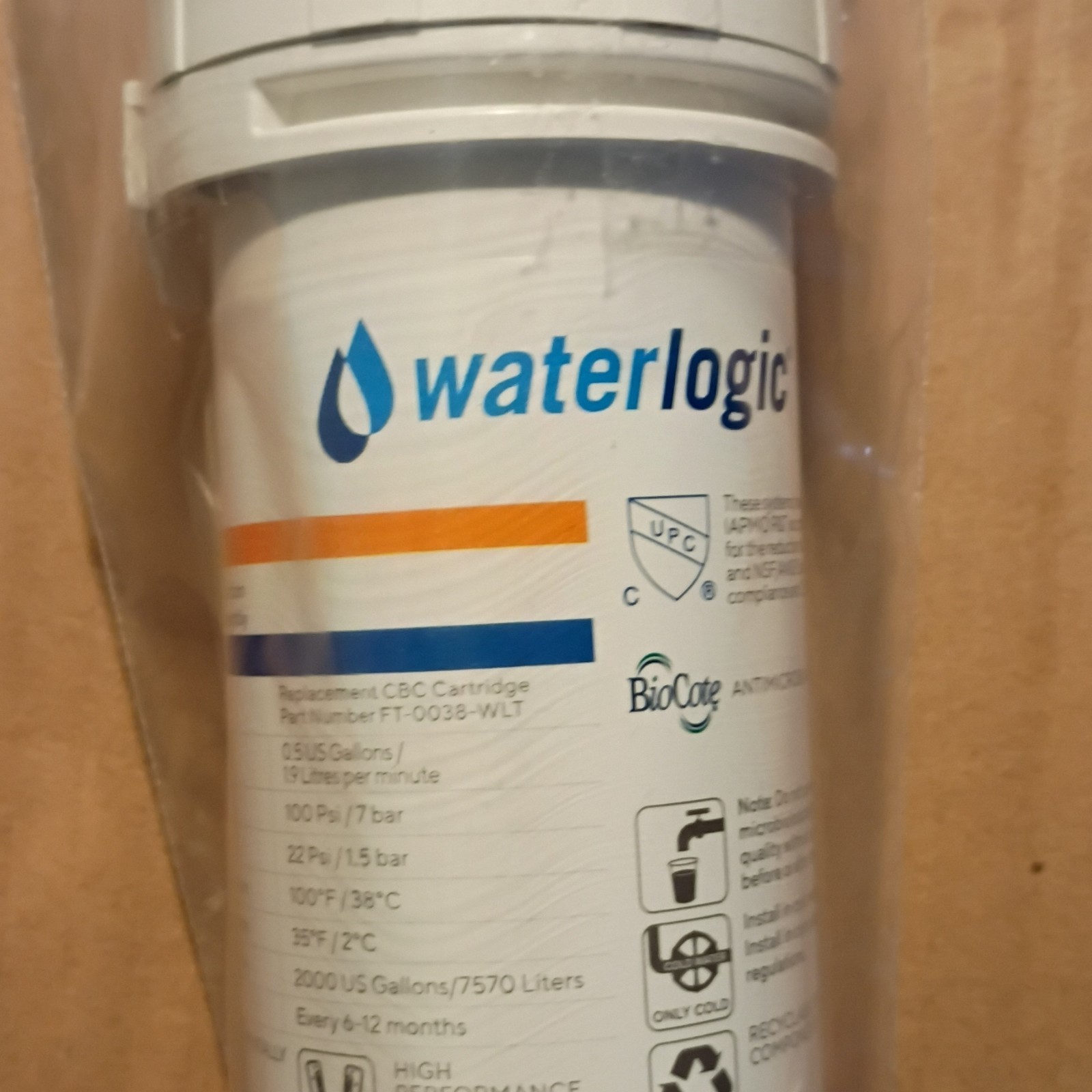 Waterlogic FT-0035-IL-WLT Activated Carbon Inline Filter, 2000 Gallons