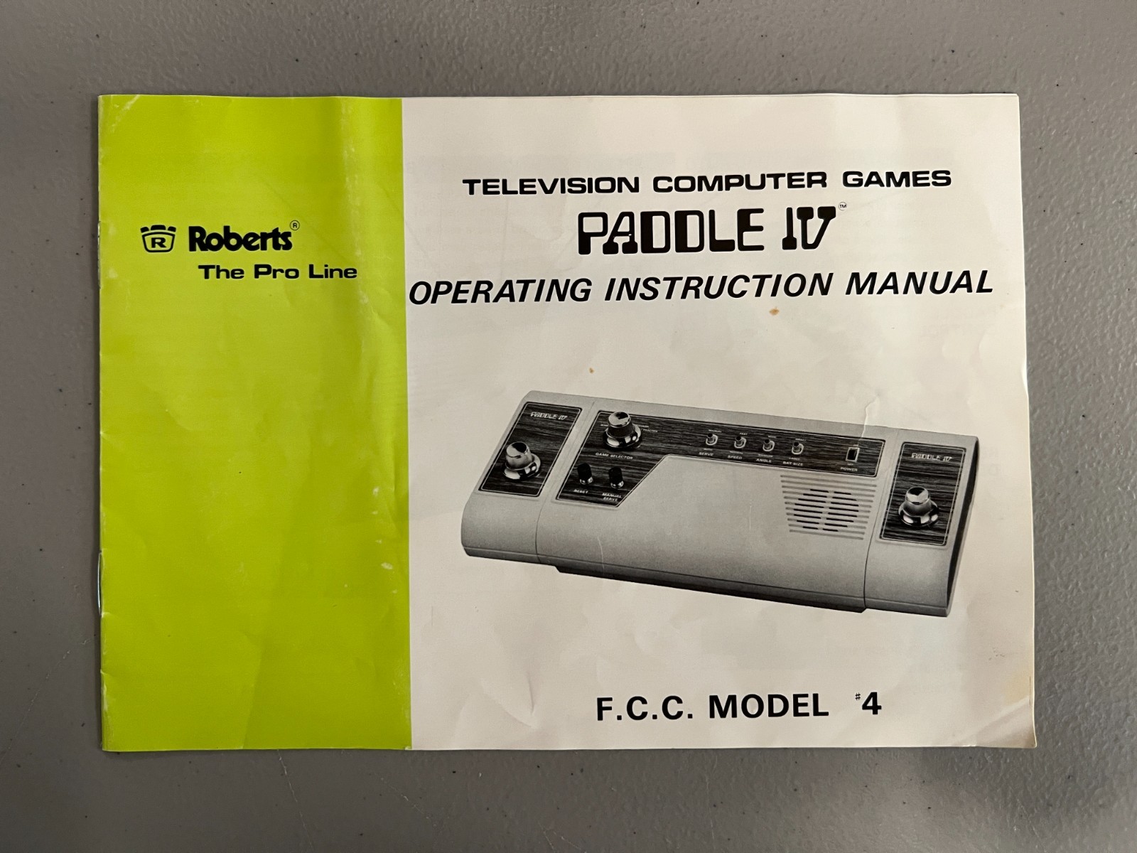 Paddle IV 4 Roberts The Pro Line Television Computer Games Console Manual (ONLY)