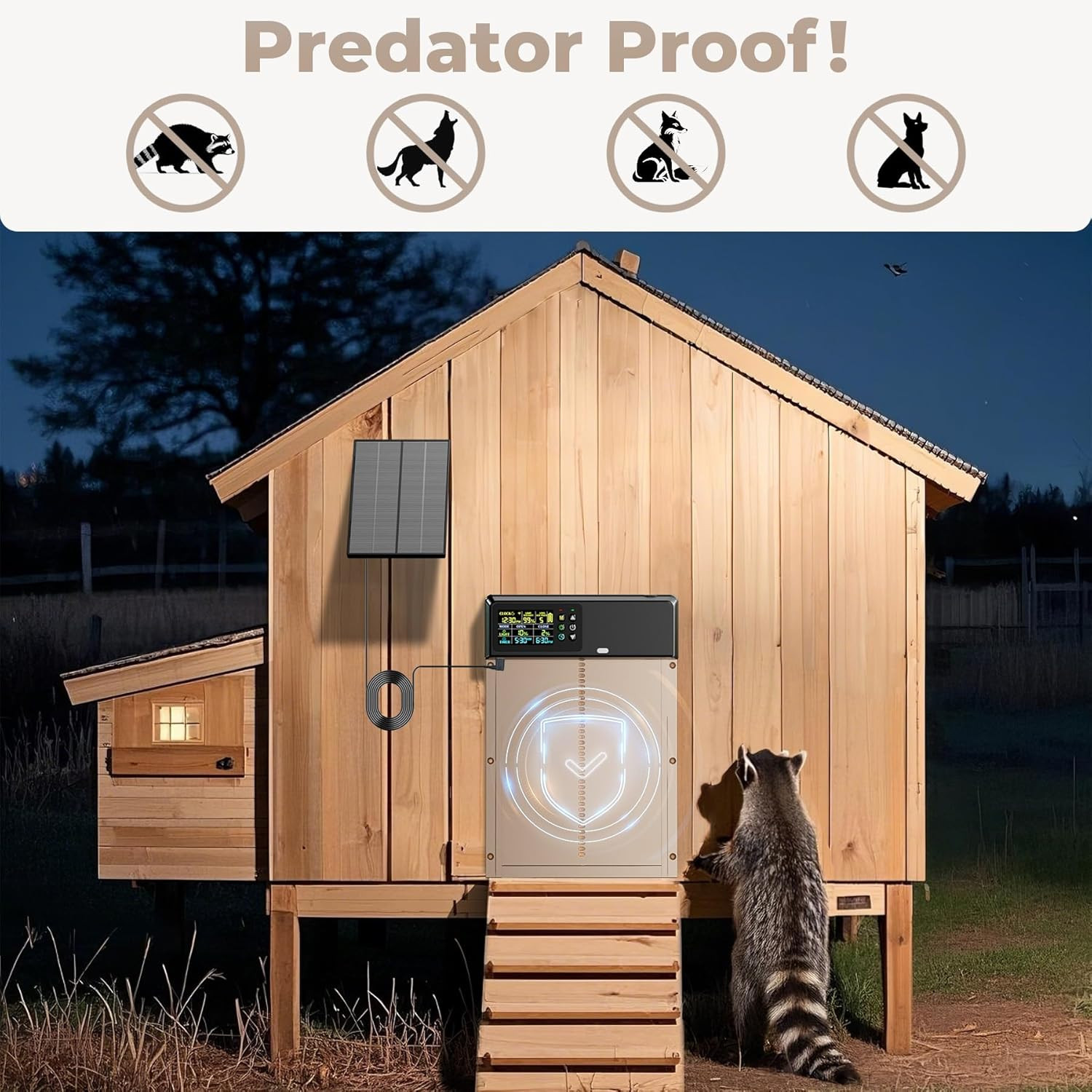 Automatic Chicken Coop Door: 3500Mah Solar Powered, 656Ft Long-Range Remote, Int