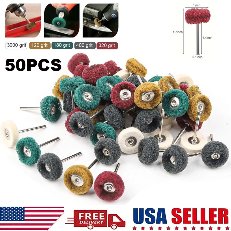 50 Metal Polishing Buffing Wheel Burr Kit Rotary Tool Accessories Set For Dremel