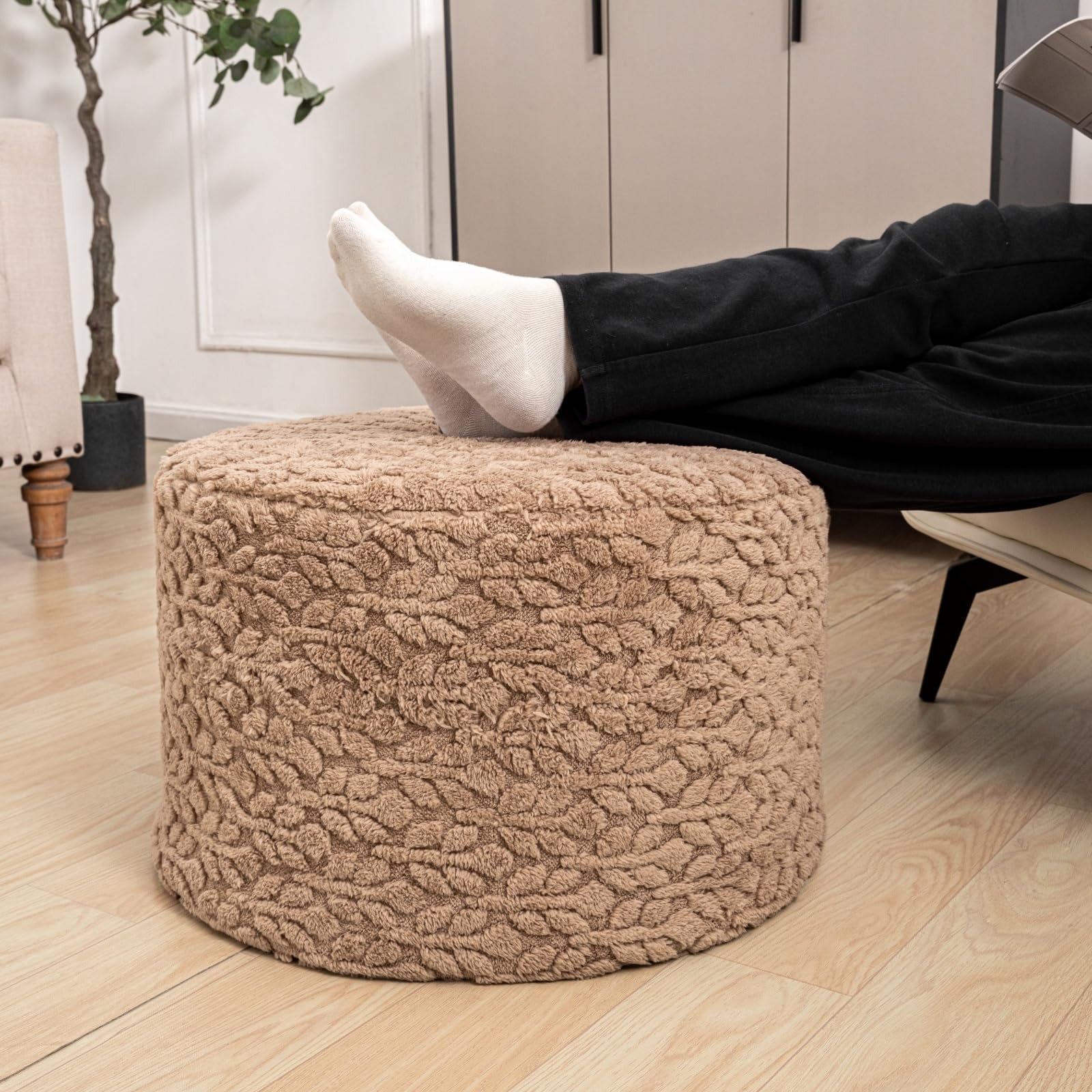 Round Pouf Ottoman 20 x 20 x 14 Inches Boho Poof Home Decor Floor Pouffe Otto...