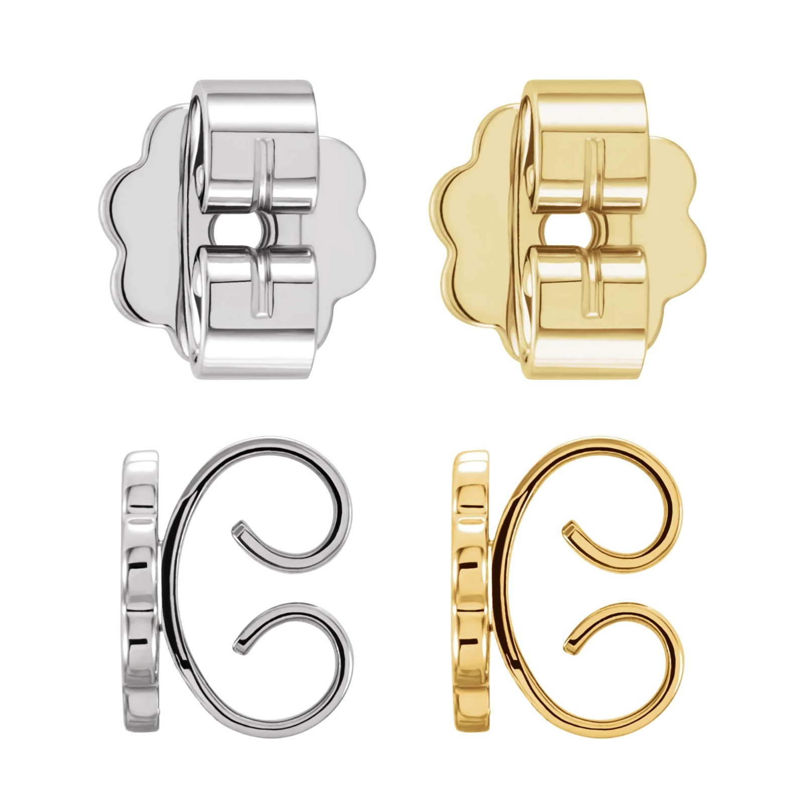 14K 18K Gold, Platinum Earring Friction Back with 6.4 mm Pad Heavyweight