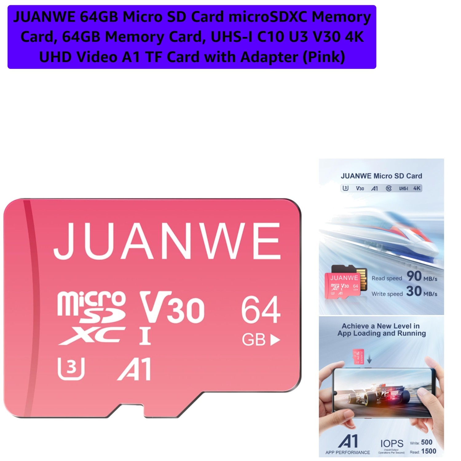 64GB Micro SD Card microSDXC Memory Card, 64GB Memory Card, UHS-I C10 U3 V30 ...