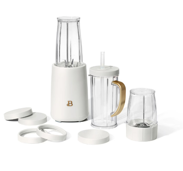 Beautiful Personal Blender Set 12 Pc 240W White Icing Drew Barrymore