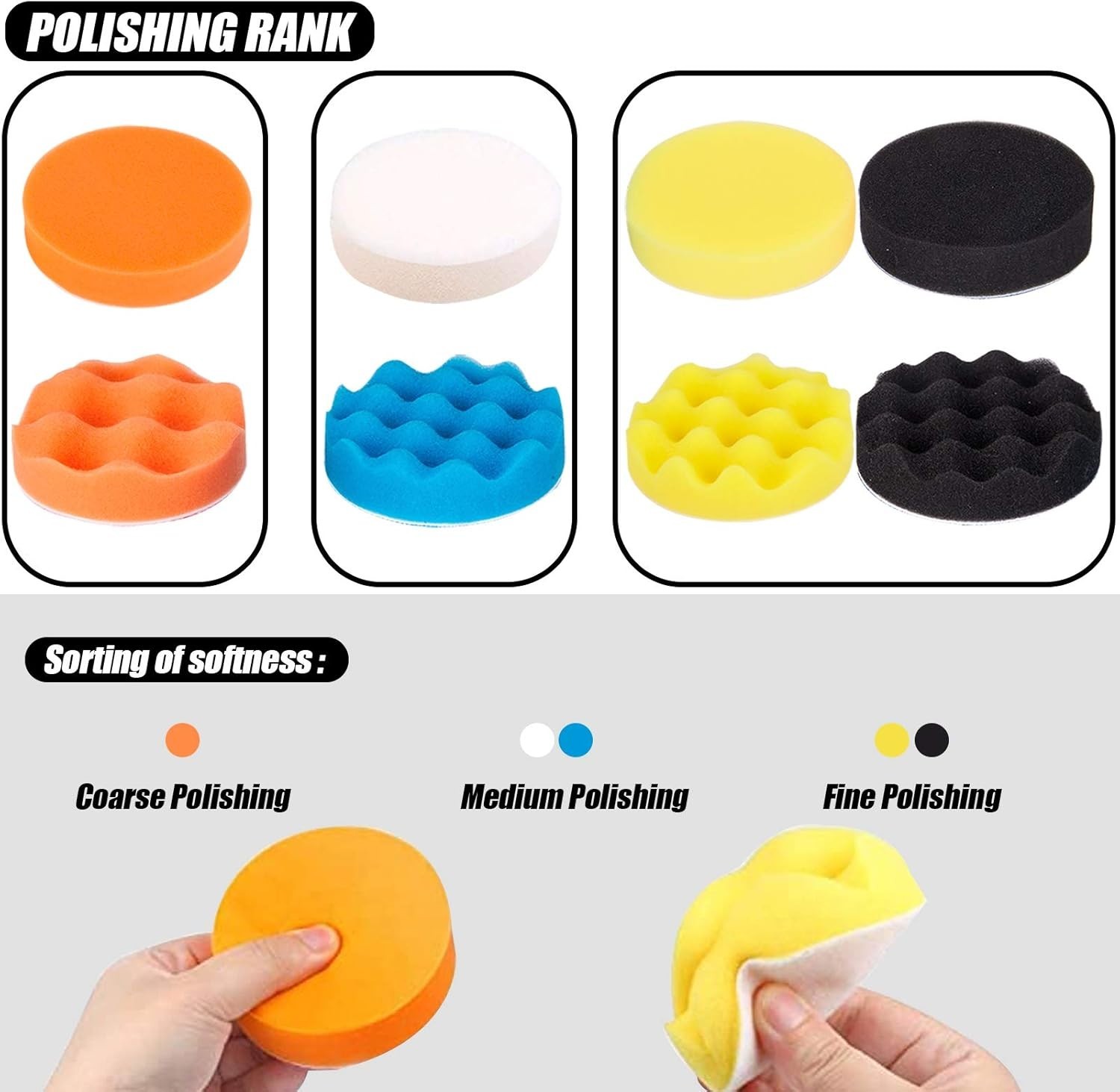 4 Inch 24 Pieces Buffing Polishing Pads, Foam Drill Polishing Pad Kit 24 Pieces