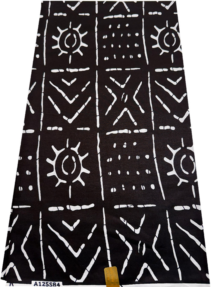 Sell by 3  Yards African Super Quality Wax Prints  Mudcloth Design-Black & White