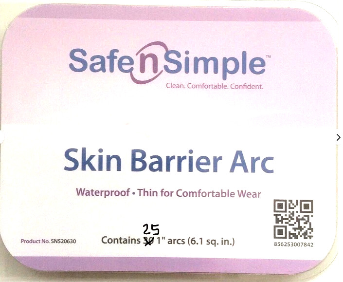 25 Pcs Safe N Simple SNS20630 Ostomy Skin Barrier Arc Exp 11/2026