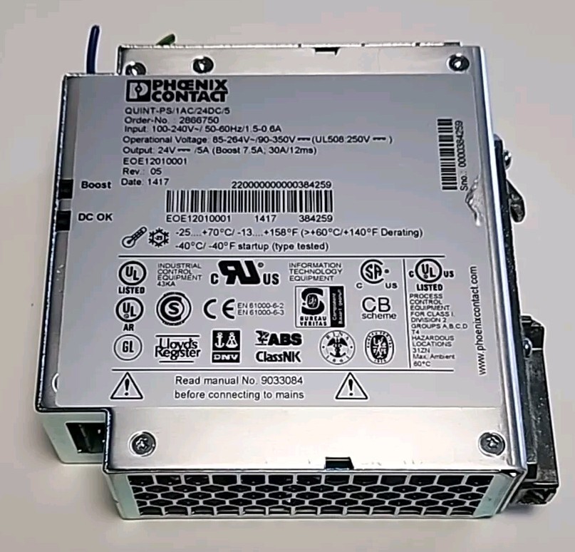 Phoenix Contact QUINT-PS/1AC/24DC/5 Power Supply 85-264V Input 24Vdc Output 5A