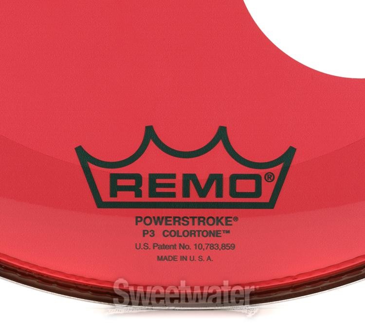 Remo Powerstroke P3 Colortone Red Bass Drumhead - 20 inch - with Port Hole