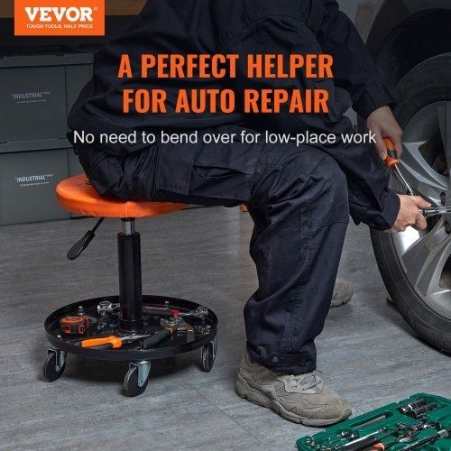 Adjustable Mechanics Rolling Creeper Seat Stool Tool Tray for Shop Garage –