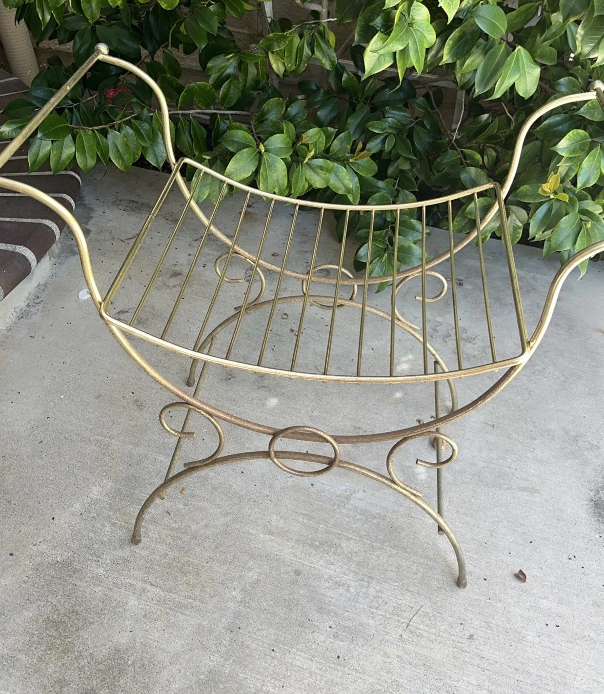 Vintage Art Deco Hollywood Regency Mid Century Metal Vanity Bench  Local Pickup