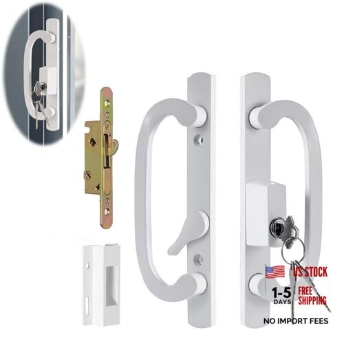 Keyed Offset Center Sliding Patio Door Keyed Handleset+Mortise Lock+Keeper
