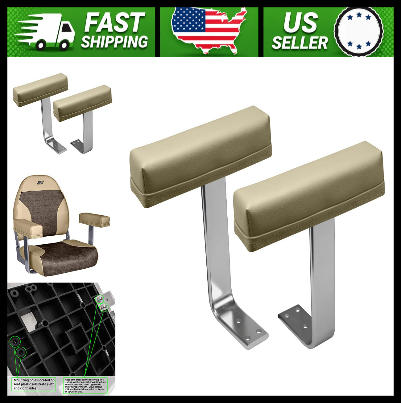 Wise Arm Rest with Aluminum Brackets, Sand