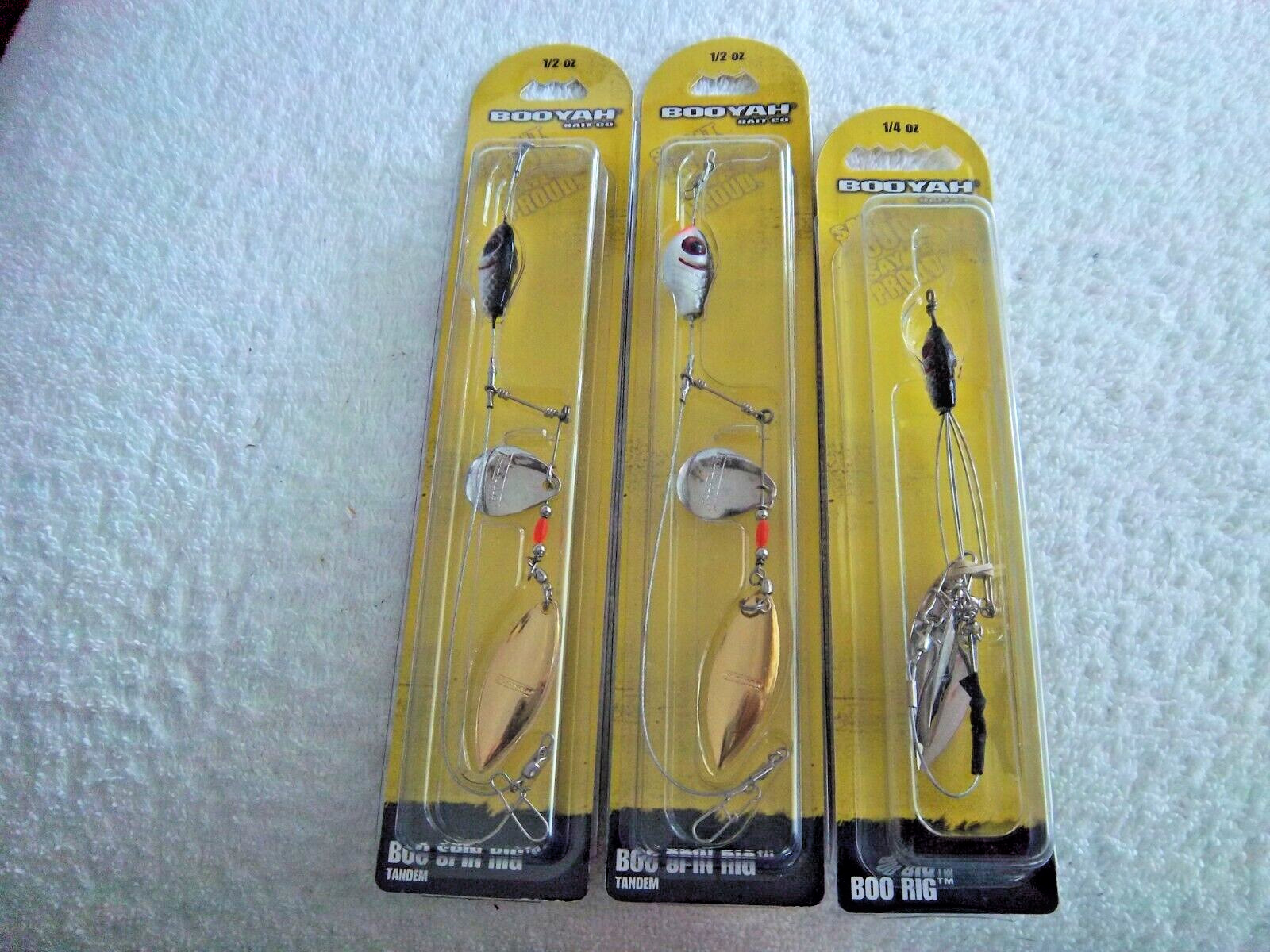 (LOT OF 3 PACKS)-BOOYAH BOO SPIN RIGS AS SHOWN 1-1/4 OZ BOO RIGS & 2-1/2" SIZE