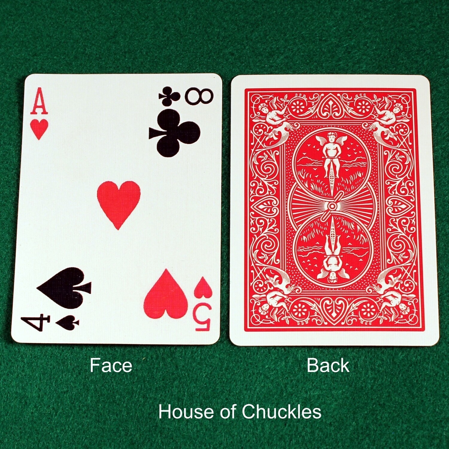Four Corner Pip Card #2, Bicycle Printed Gaff Card, Red