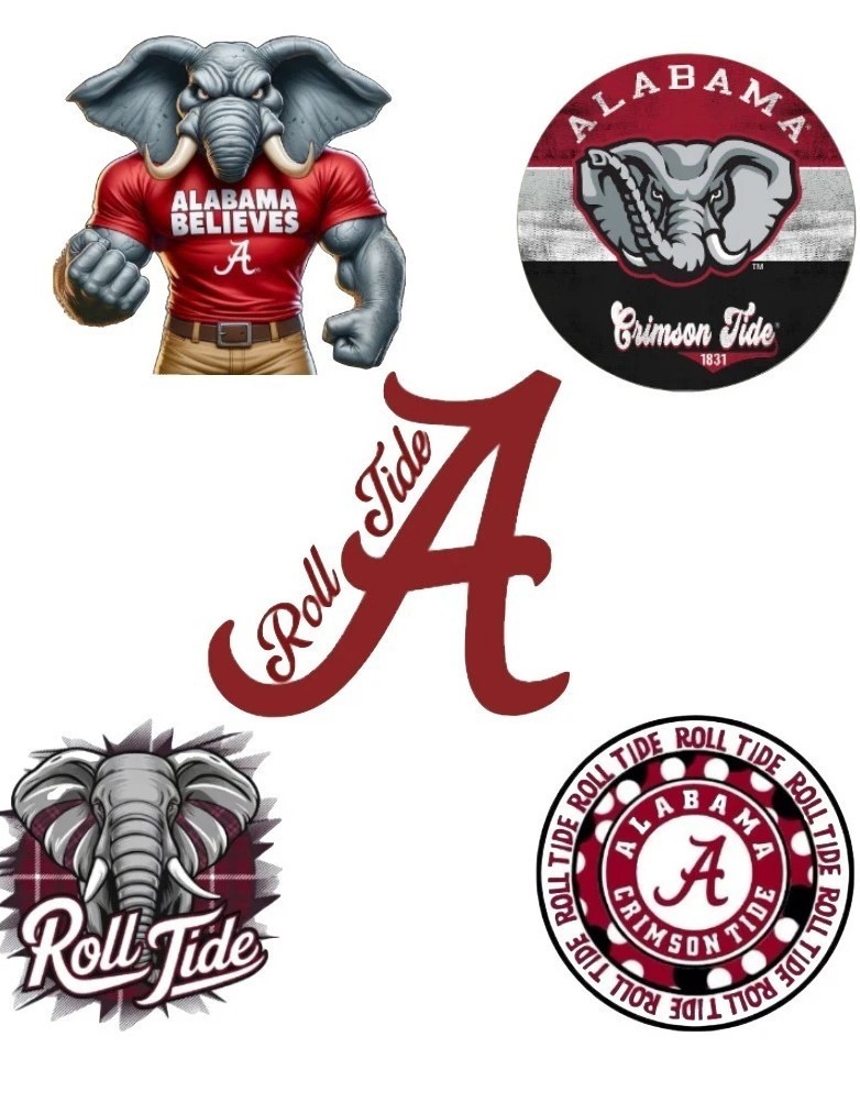 Alabama Crimson Tide Sticker Set Of 5 NCAA Football Die Cut Laminated