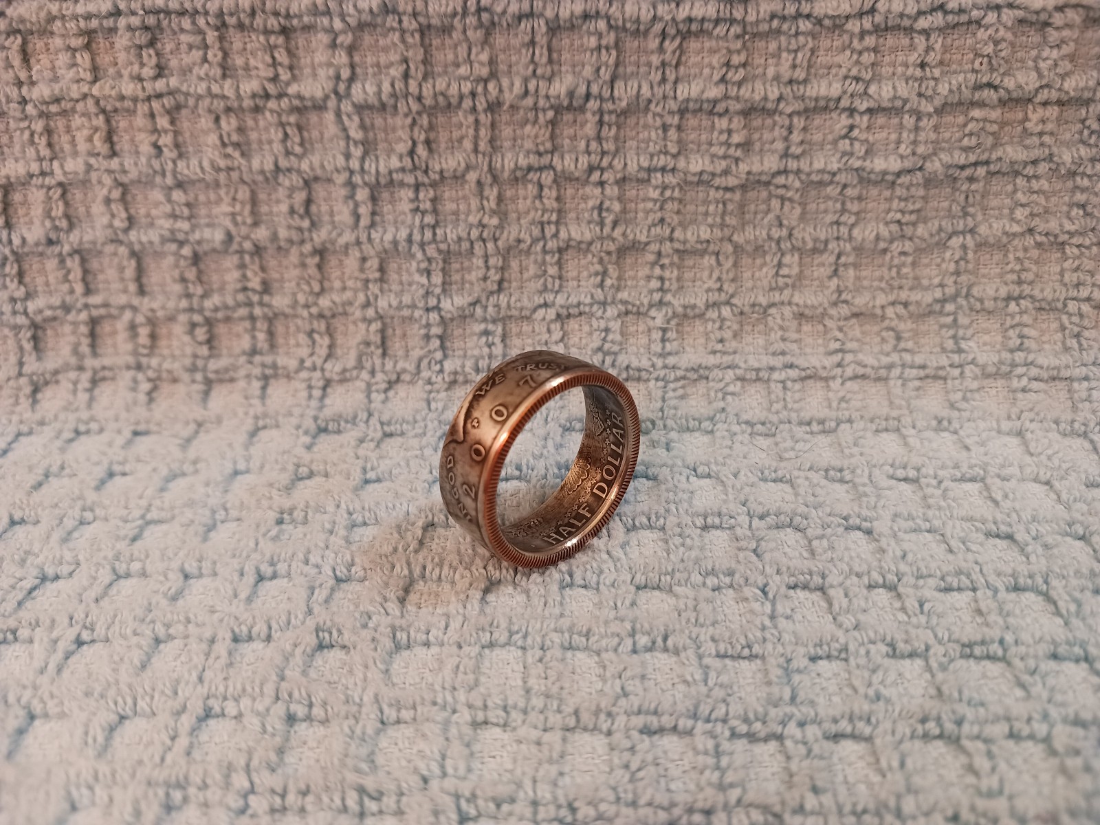 2007 Kennedy Half Dollars  size 11-1/2   coin ring  handmade mixed metals