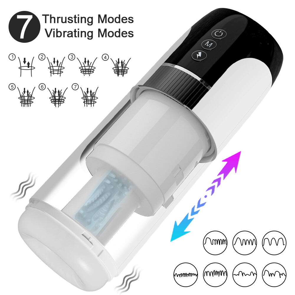 Male Masturbator Automatic HandsFree Telescopic Vibrating Sucking Cup Lubricants