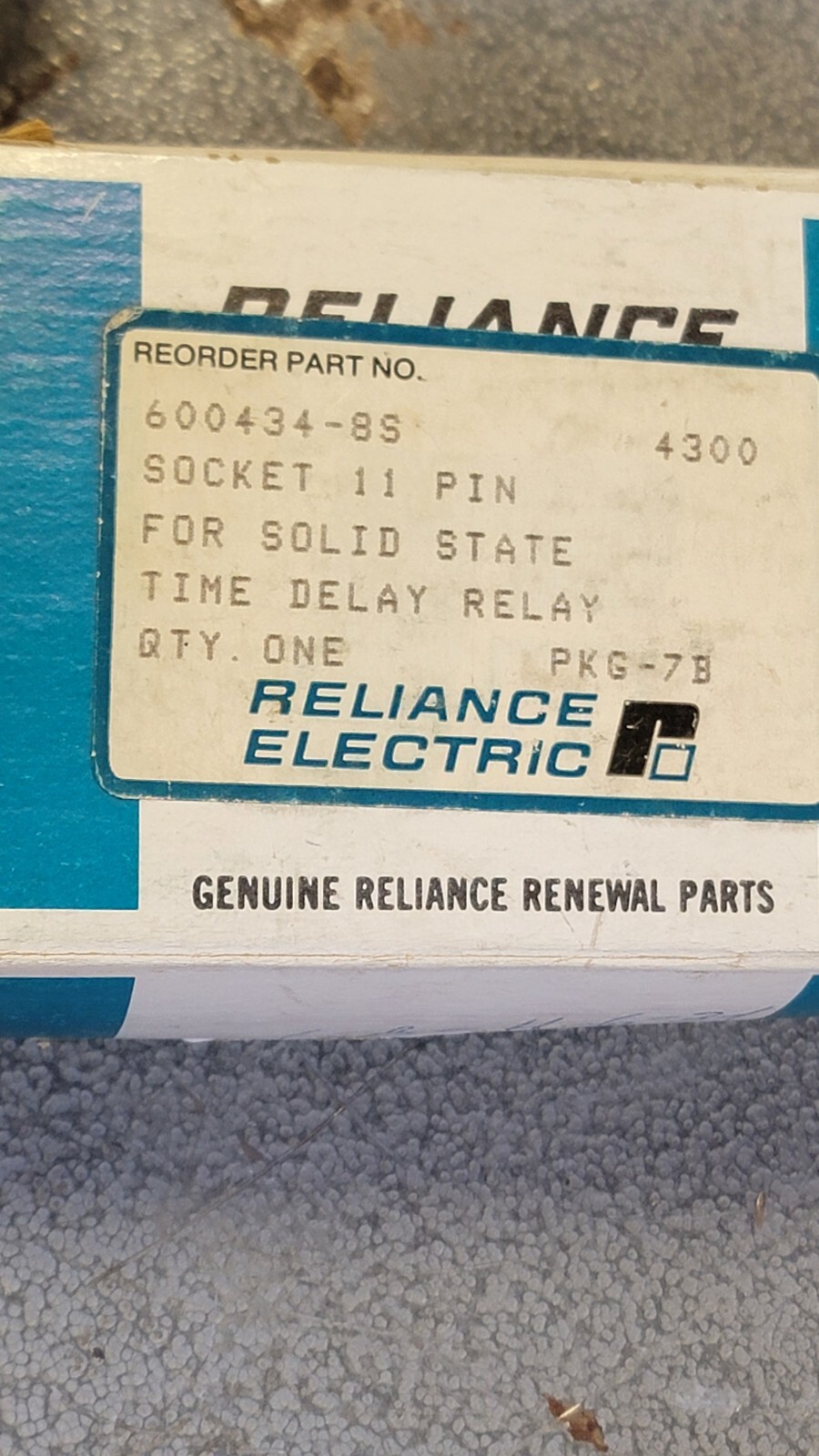 Reliance Electric 600434-BS Solid State Time Delay Relay Socket 11 Pin FREE SHIP