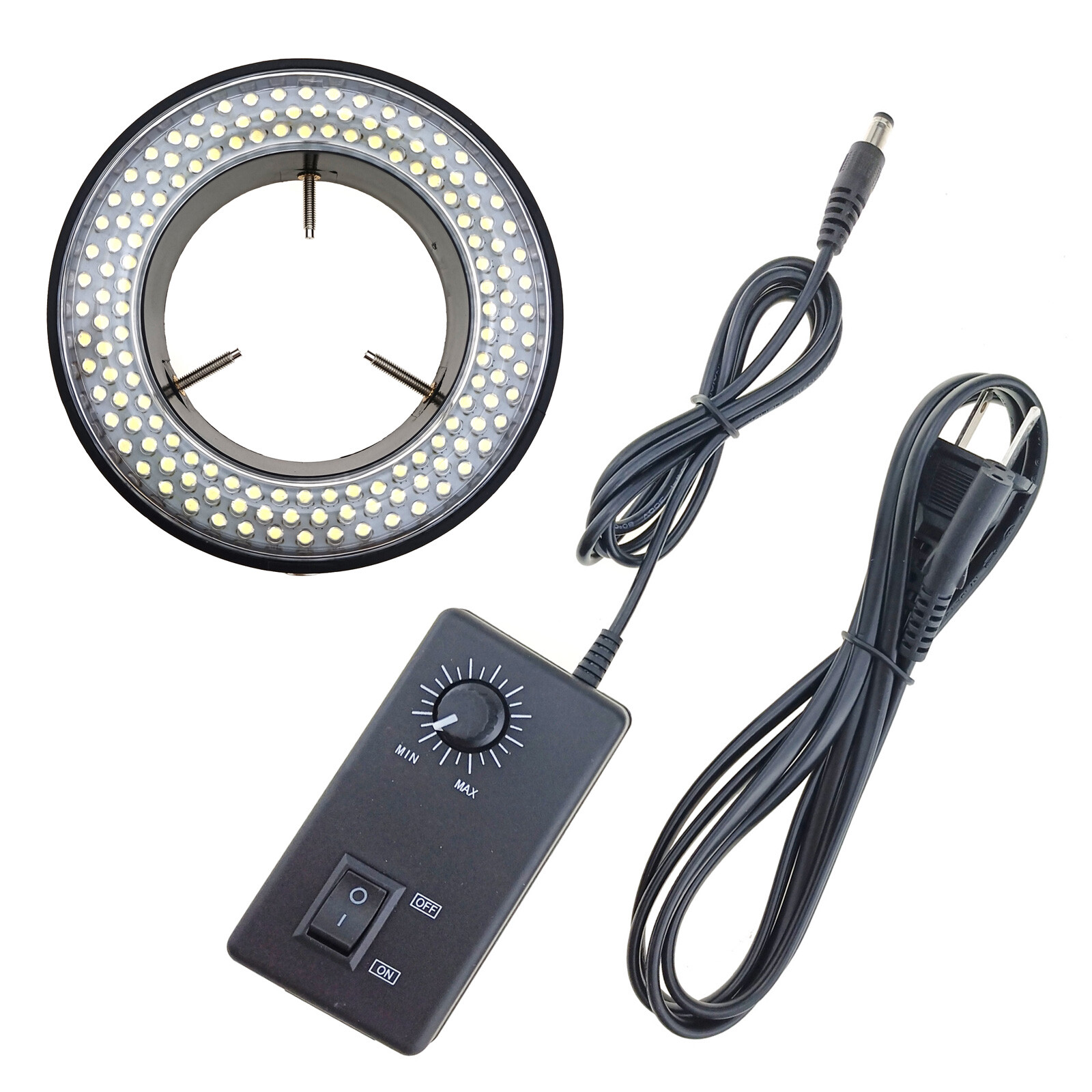 Microscope Ring Light Adjustable Illumination 144 LED Brightness Control Power