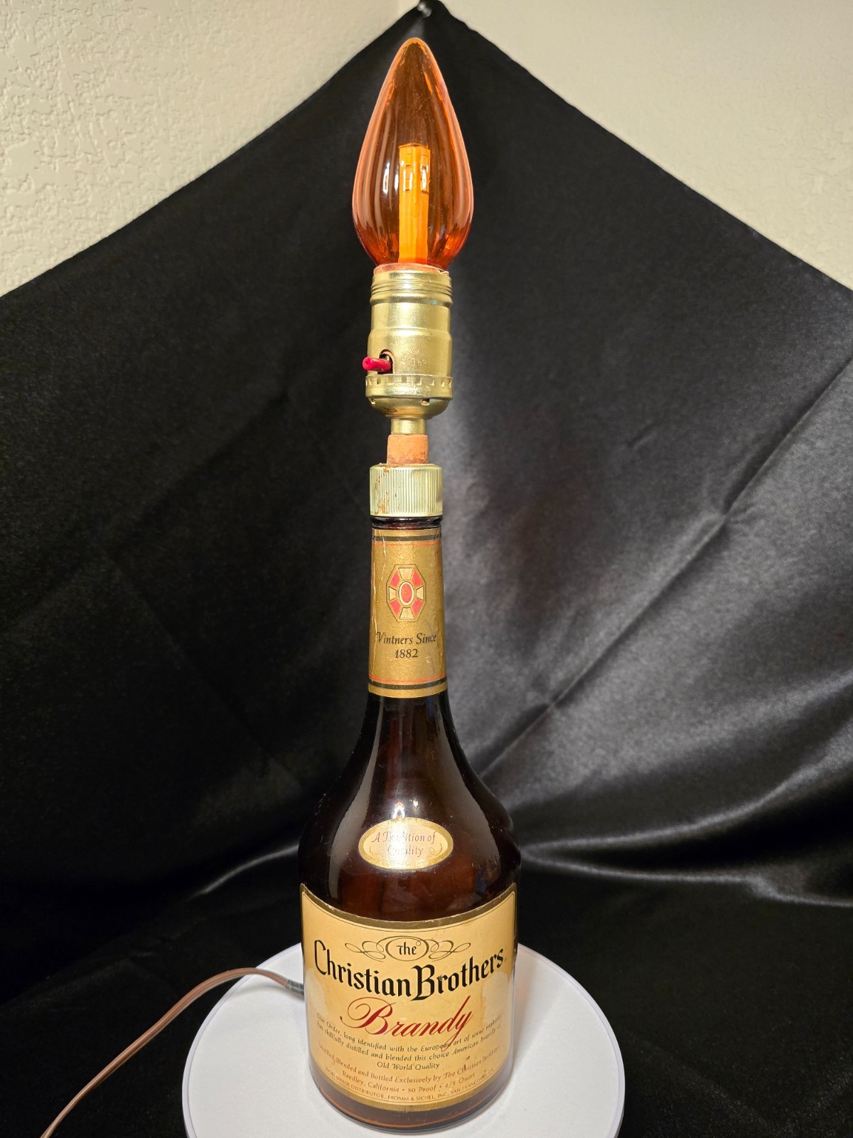 Vintage The Christian Brothers Brandy bottle converted to lamp