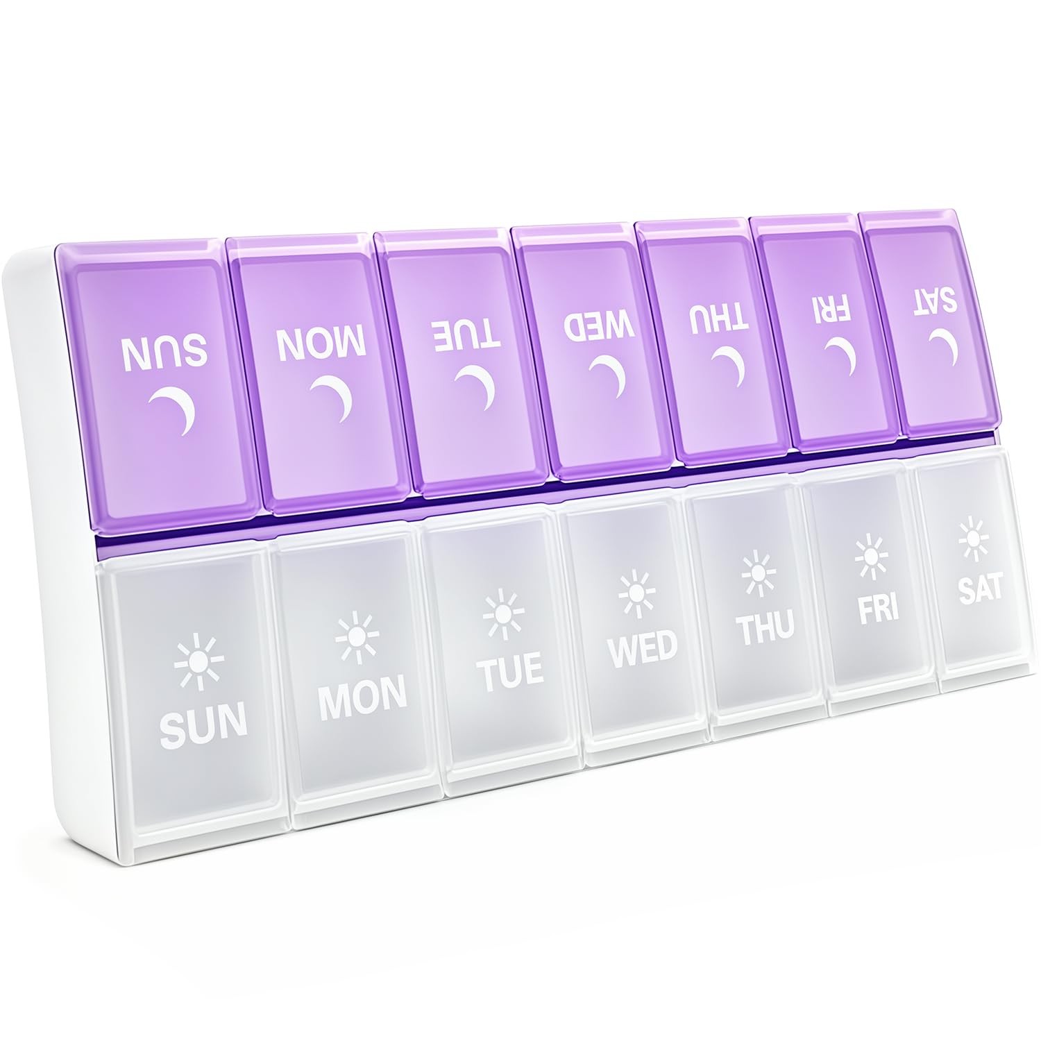 Aigret Future Pill Organizer 2 Times a Day, Large Weekly AM PM Purple+white