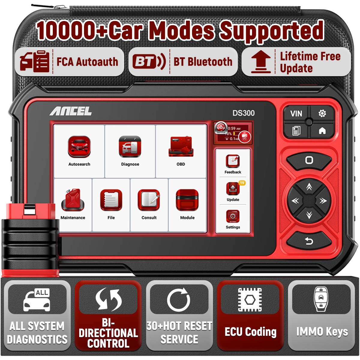 ANCEL DS300 Full System OBD2 Scanner Bi-directional Diagnostic Tool Key Coding