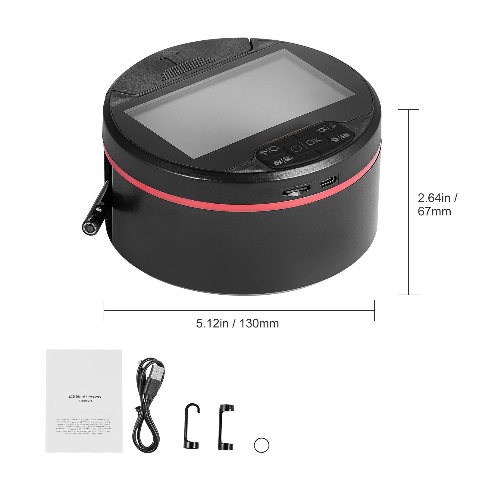 Triple Lens Borescope Camera 4.3in IPS Screen 16.4FT Cable