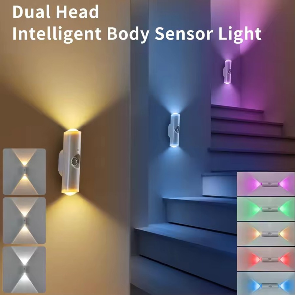 4-Pack Motion Sensor LED Night Light, Rechargeable Magnetic Wall Lamp, 7 Colors