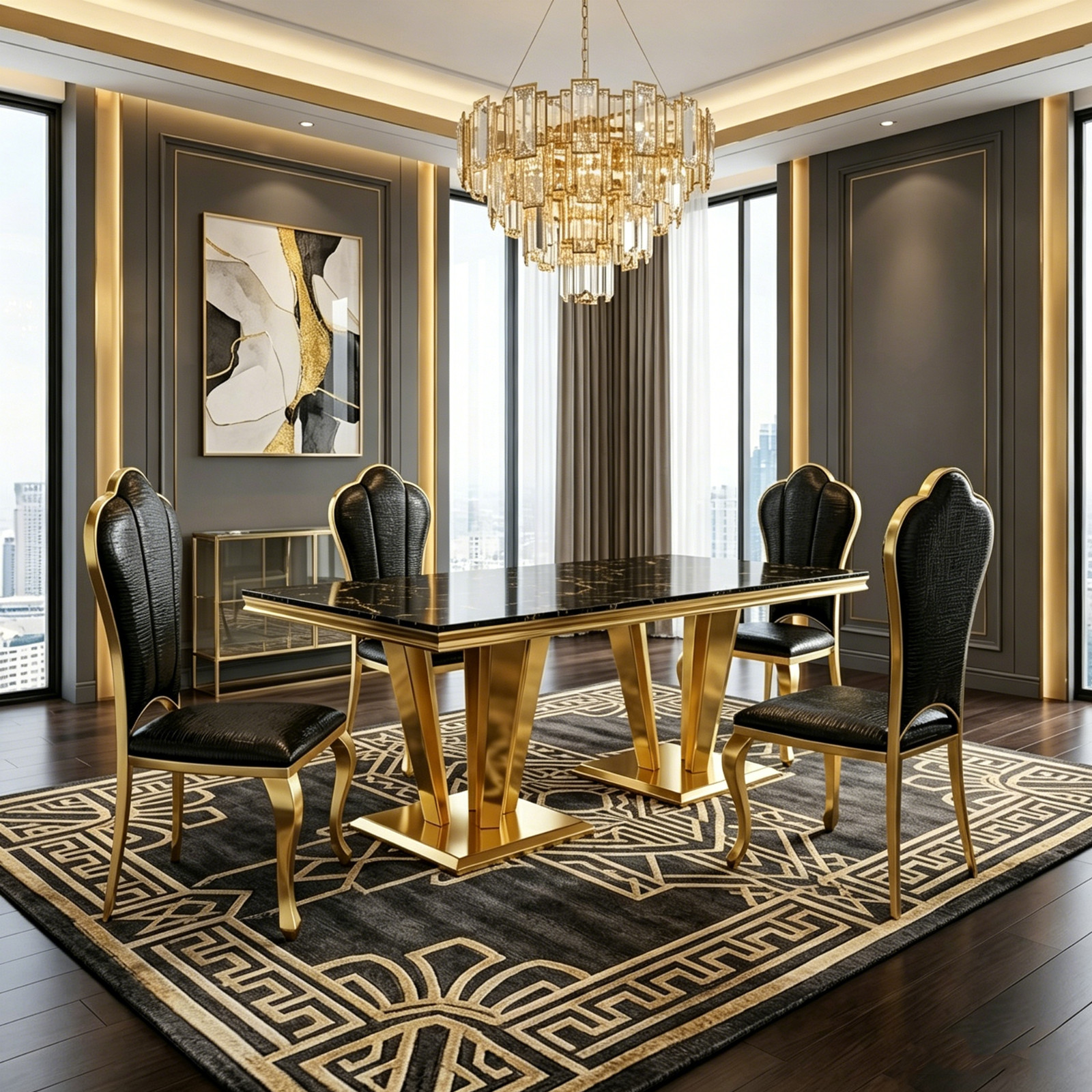 Dining Table Set for 4 with Upholstered Chairs Luxury Kitchen Table Chairs Set