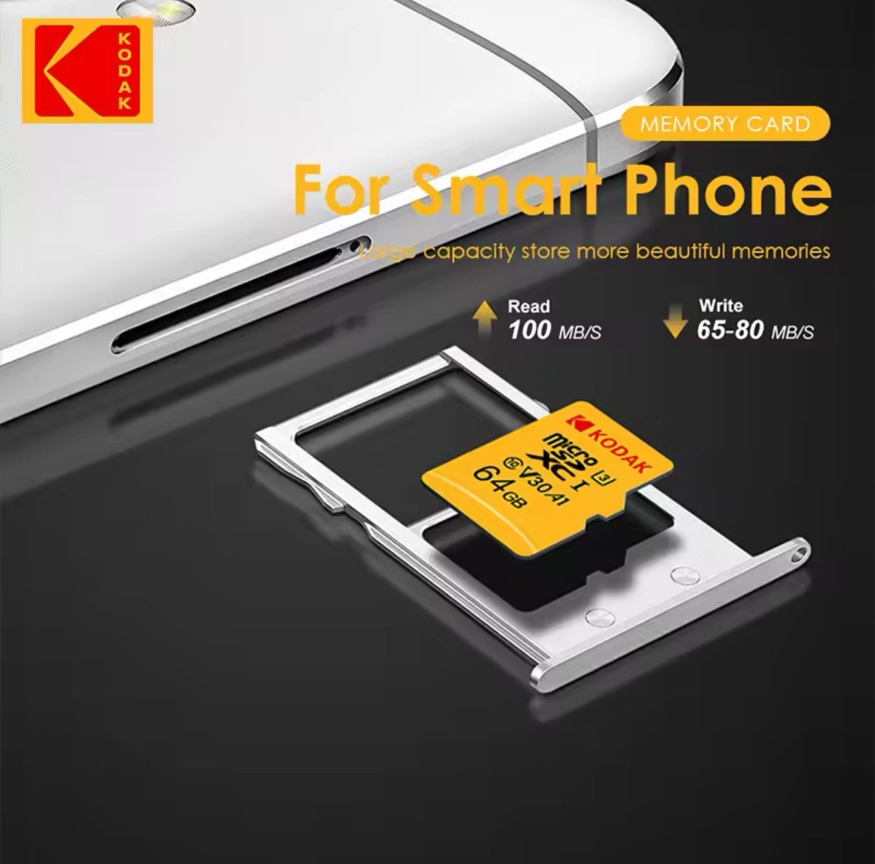 KODAK Micro SD Card + Adapter | 32GB Class 10, A1 Flash Memory