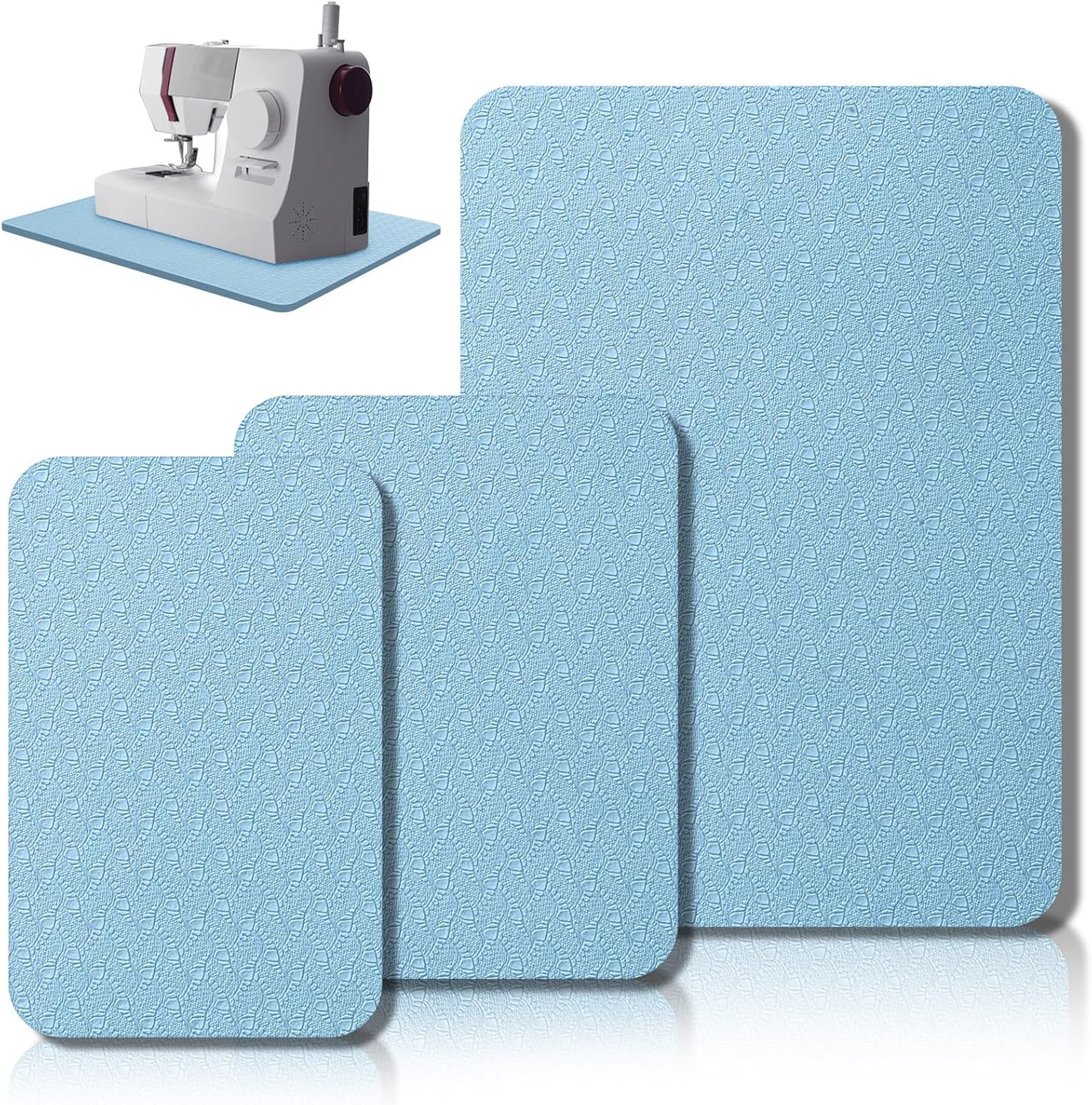 Sewing Machine Muffling Mat Set Rubber No Slip Vibration Reduction Light Blue