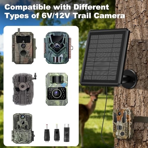 Solar Panel for Trail Camera - 4000mAh Battery, 6V/12V Output, Type-C & DC