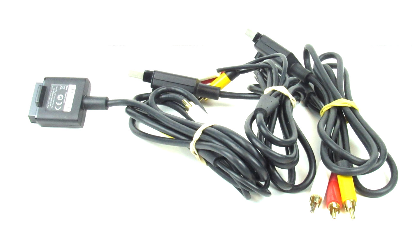Microsoft XBOX 360 Audio Video RCA Cable (X821376-001/002) Black Lot of 3