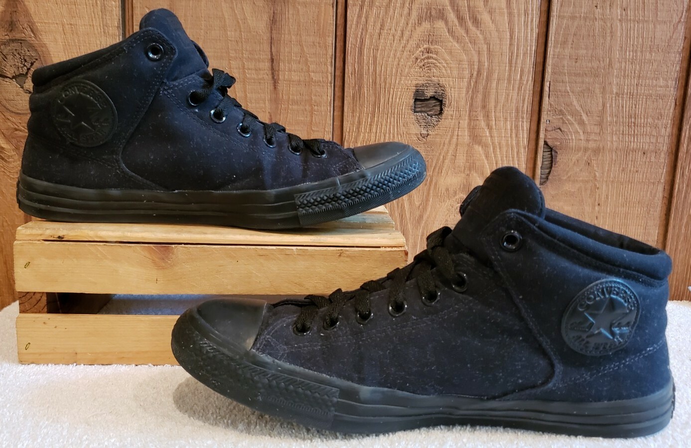 CONVERSE BLACK CANVAS HI-TOP BASKETBALL SHOES 149432F Sz MEN 11.5 M/WOMEN 13.5 M