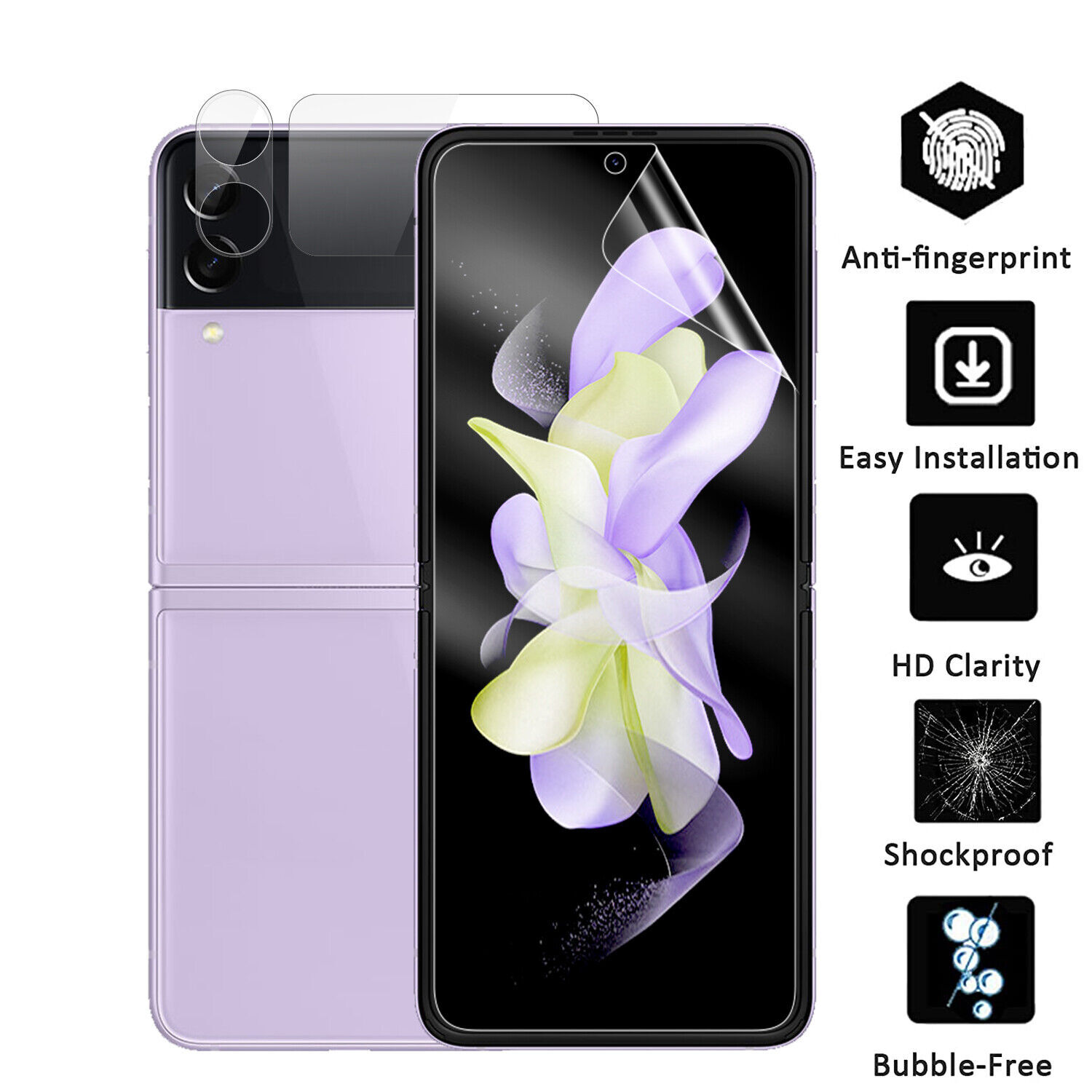 For Samsung Galaxy Z Flip 4 5G Hydrogel Screen Protector , Camera Lens Protector