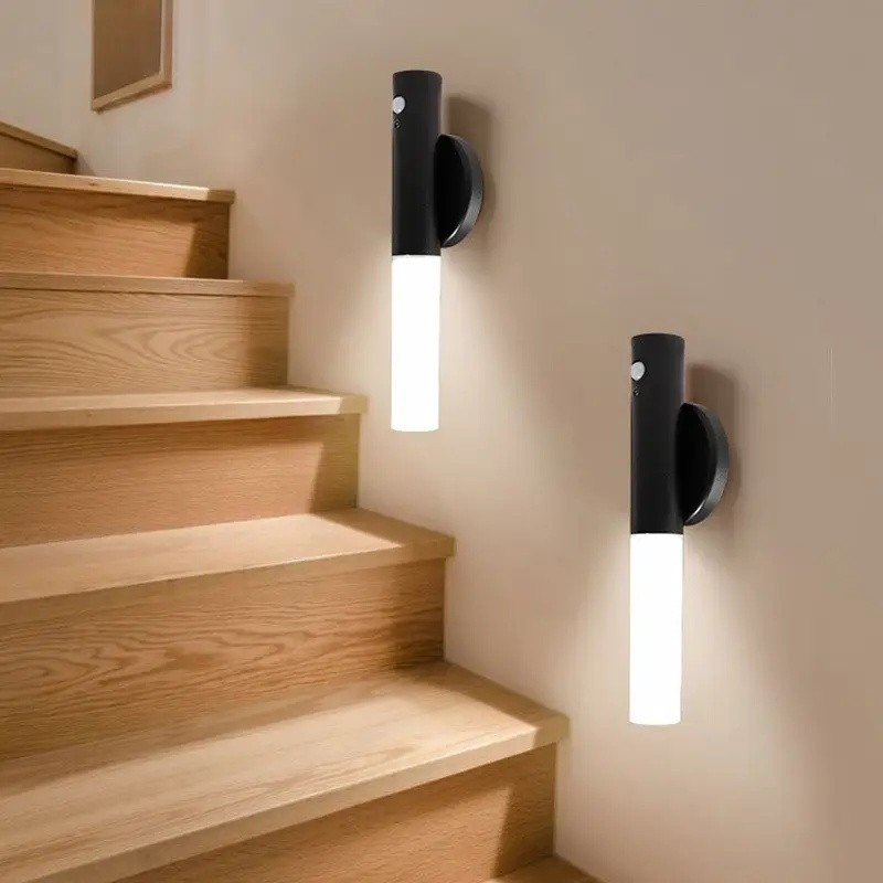 2 Pack Motion Sensor LED Night Light Lights USB Rechargeable Magnetic Wall Lamps
