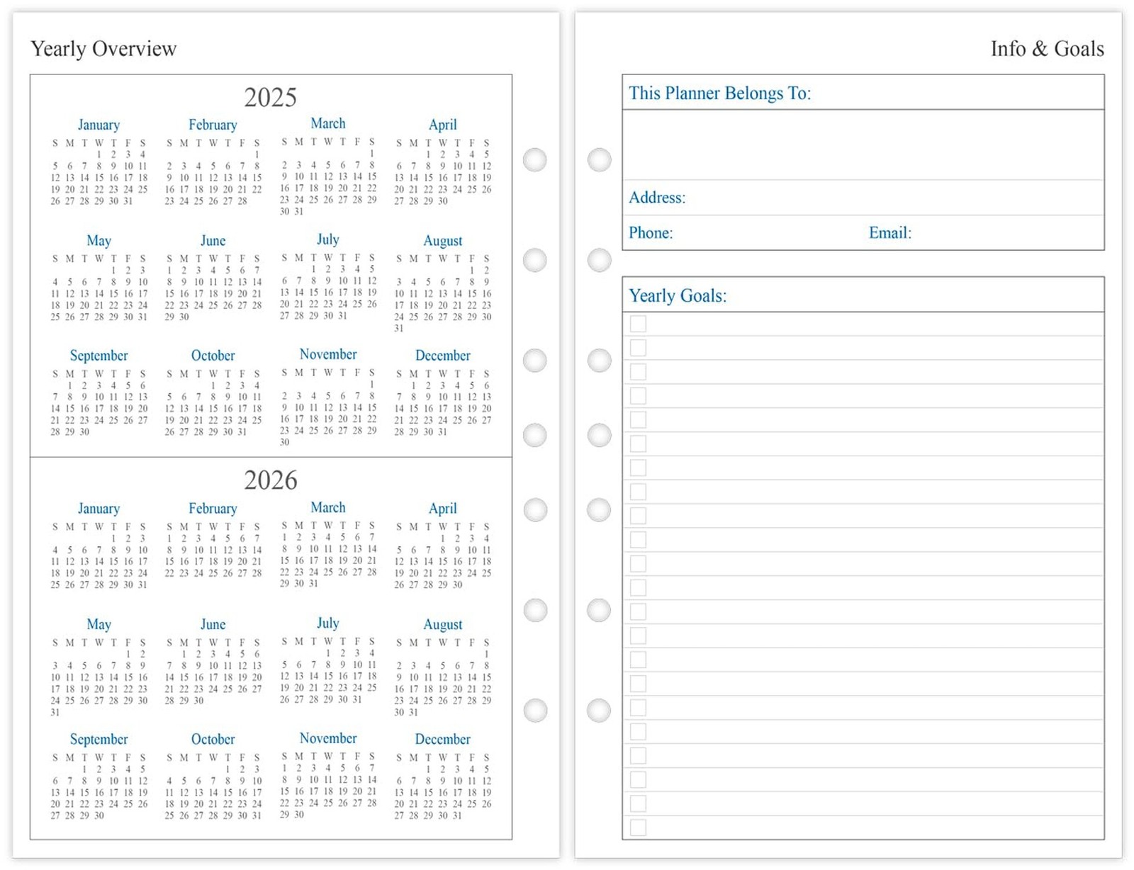 newestor 2026 Weekly Planner Refill for Mini Binder, Week on Two Pages, 5.5"x...