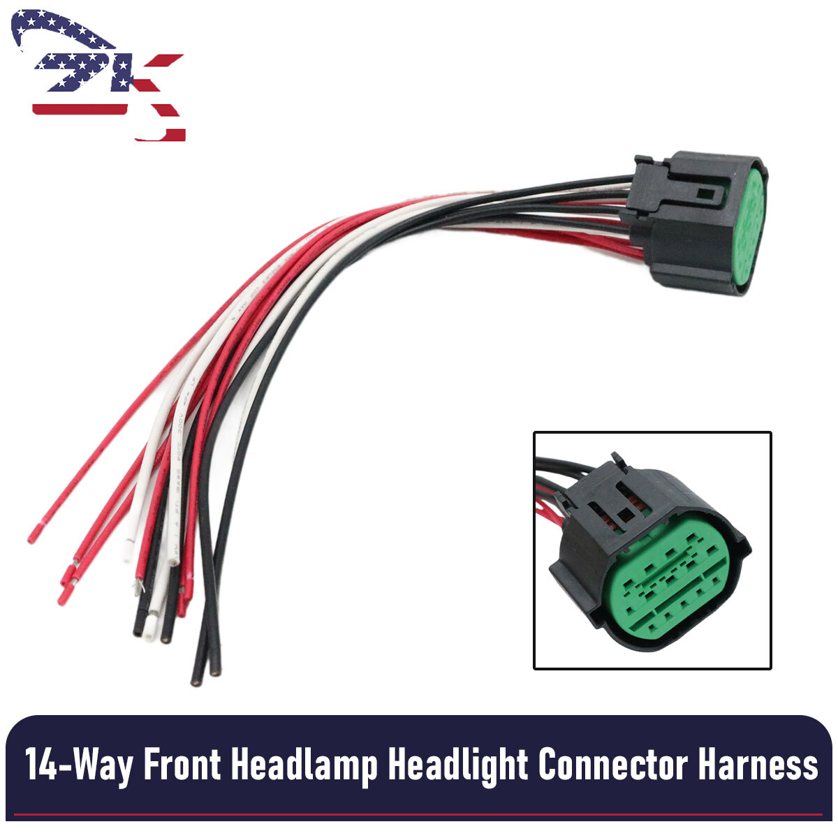 For 2018-2021 Hyundai Elantra 14-Way Front Headlamp Headlight Connector Harness