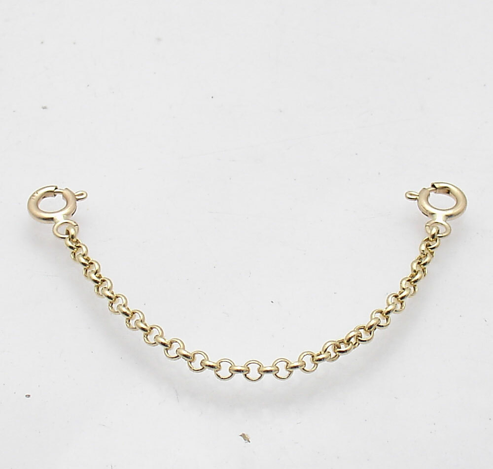 2.4mm Double Lock Cable Rolo Chain Necklace Extender Real Solid 14K Yellow Gold