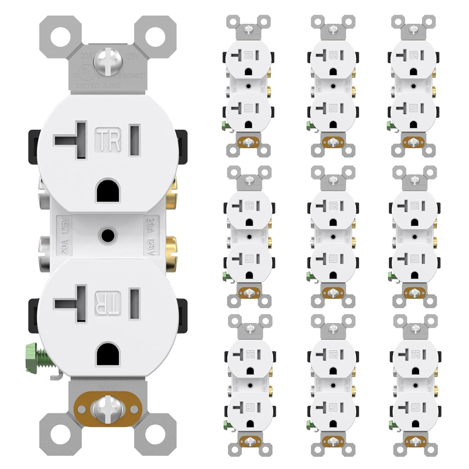 20A Duplex Electrical Outlet Heavy-Duty Receptacle Wall Outlet UL Listed 10 Pack