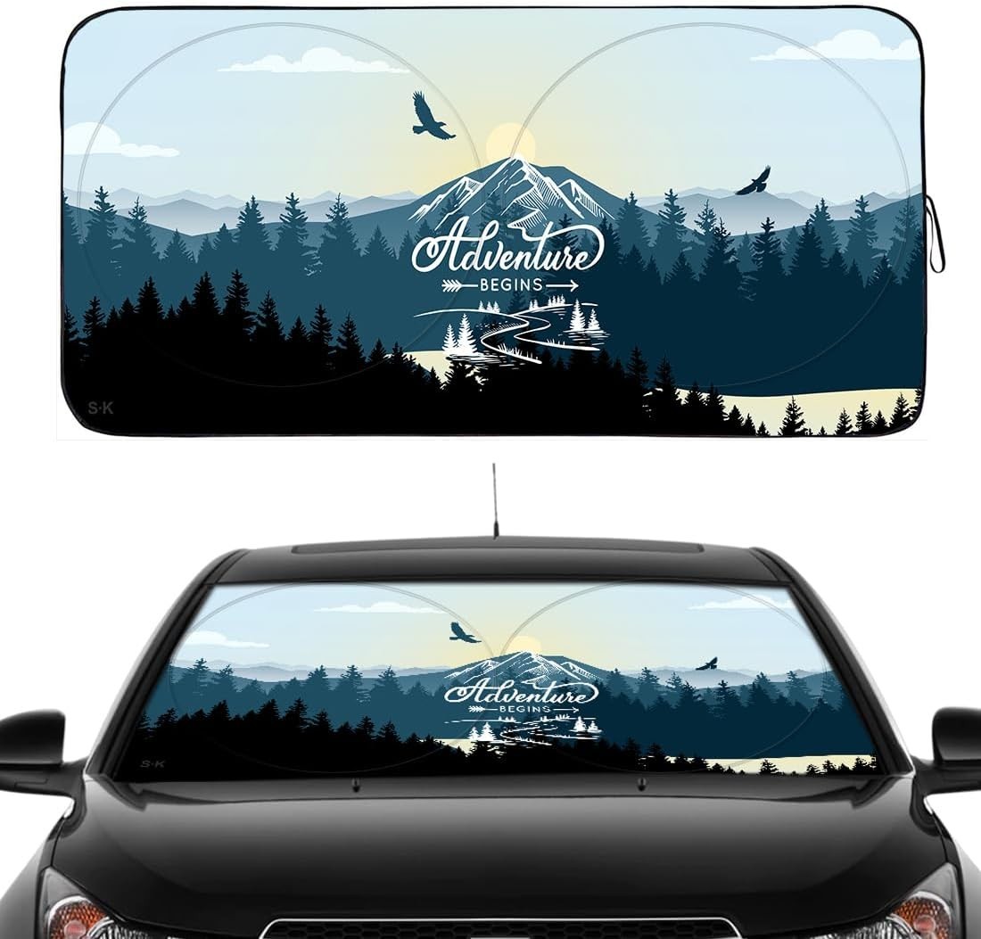 GVEN Windshield Sun Shades Car Sun Shade Protector Blocks UV Rays for Full-Size